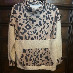 SHEIN Black and Cream Cowl Neck Sweater